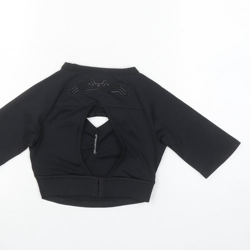 Gymshark Women Black XS Cropped 3/4 Sleeve Gym Training Top
