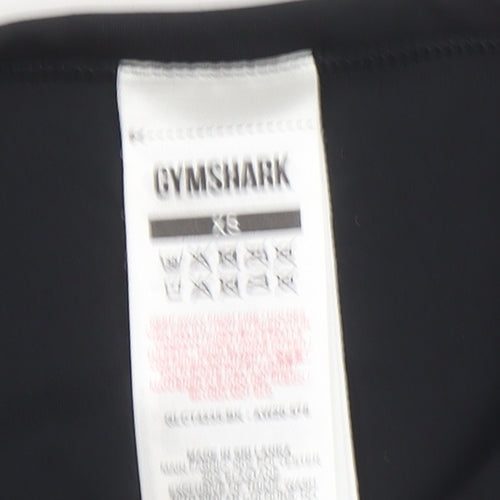 Gymshark Women Black XS Cropped 3/4 Sleeve Gym Training Top