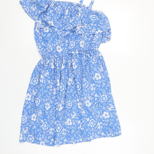 Next Girls Blue Floral One Shoulder Ruffle A-Line Dress 11 Years