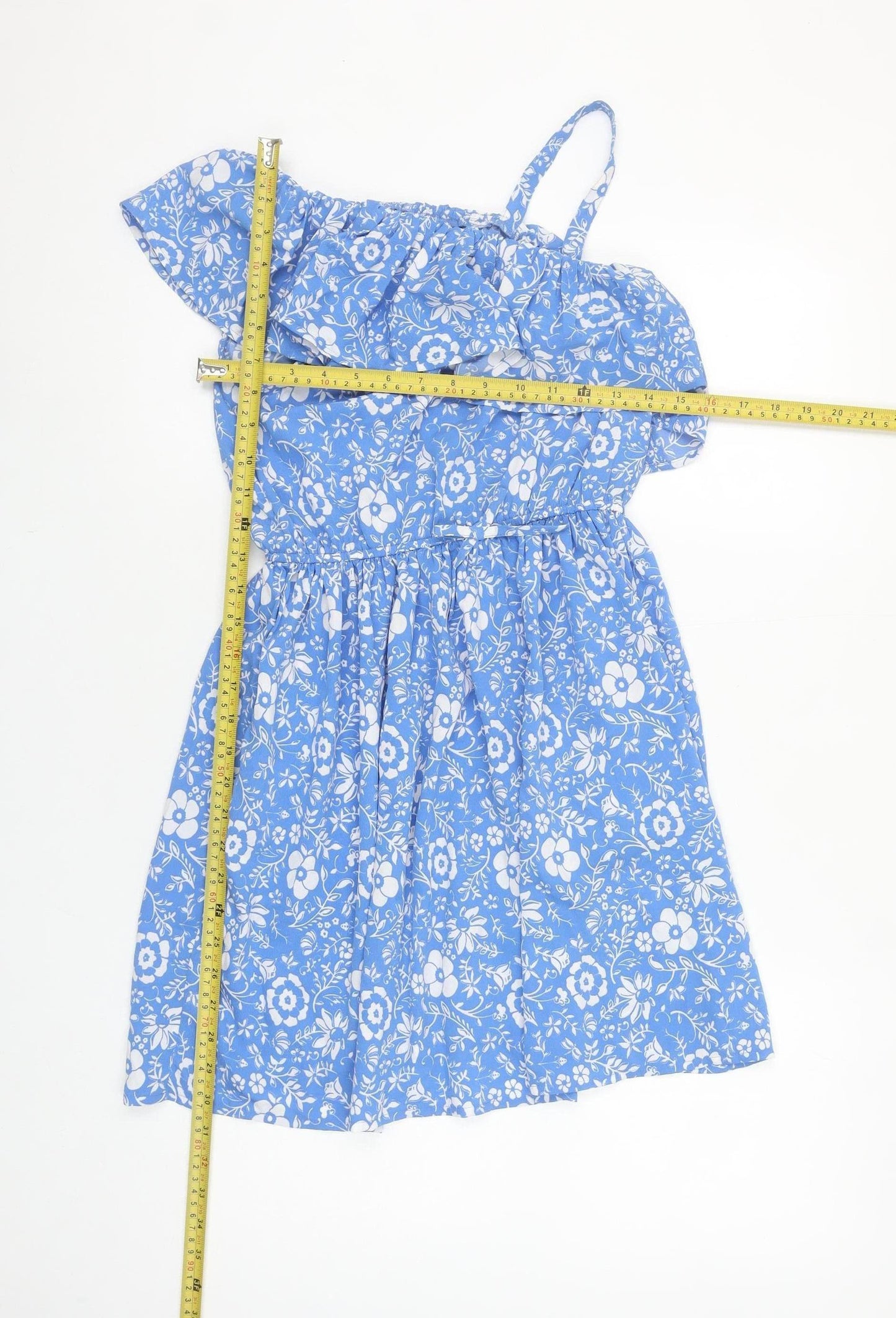 Next Girls Blue Floral One Shoulder Ruffle A-Line Dress 11 Years