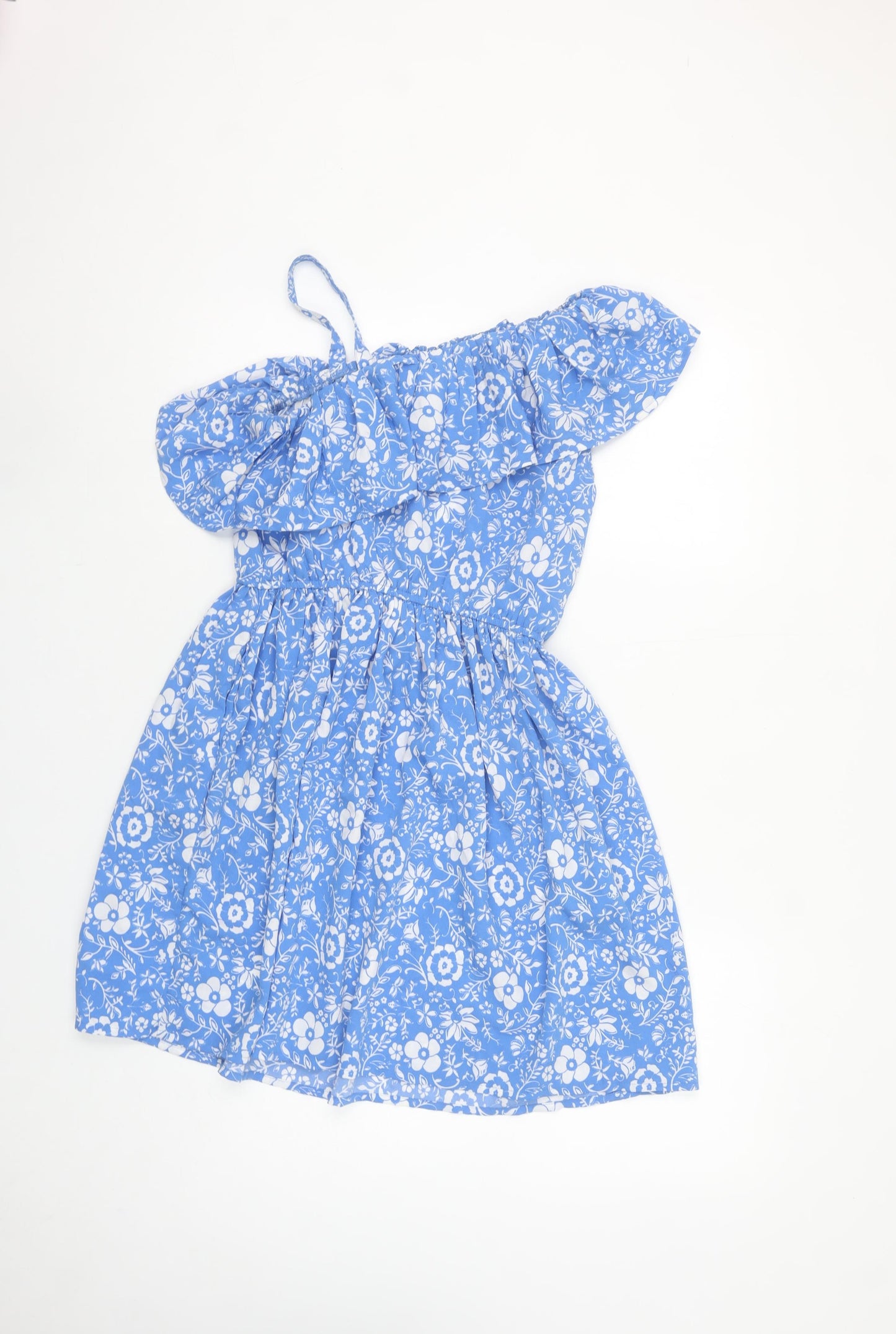 Next Girls Blue Floral One Shoulder Ruffle A-Line Dress 11 Years