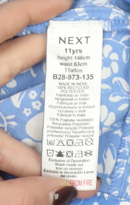 Next Girls Blue Floral One Shoulder Ruffle A-Line Dress 11 Years