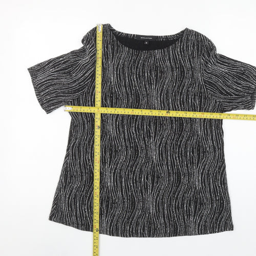 MCollection Women's Black Glitter Stripe Short Sleeve Top Size M