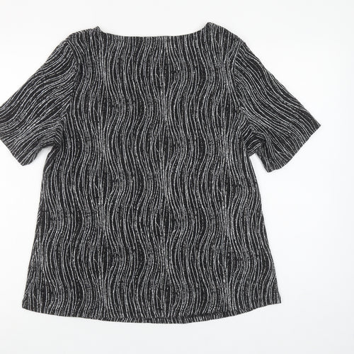 MCollection Women's Black Glitter Stripe Short Sleeve Top Size M