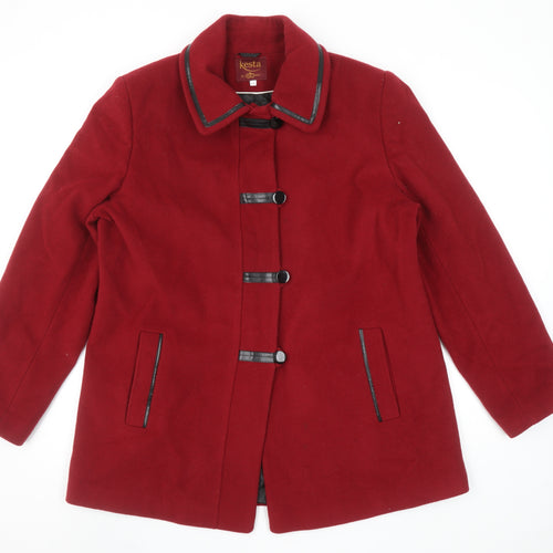 Kesta by David Barry Women's Red Wool Blend Mid-Length Coat Size 16
