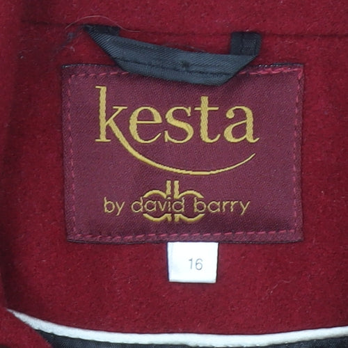 Kesta by David Barry Women's Red Wool Blend Mid-Length Coat Size 16