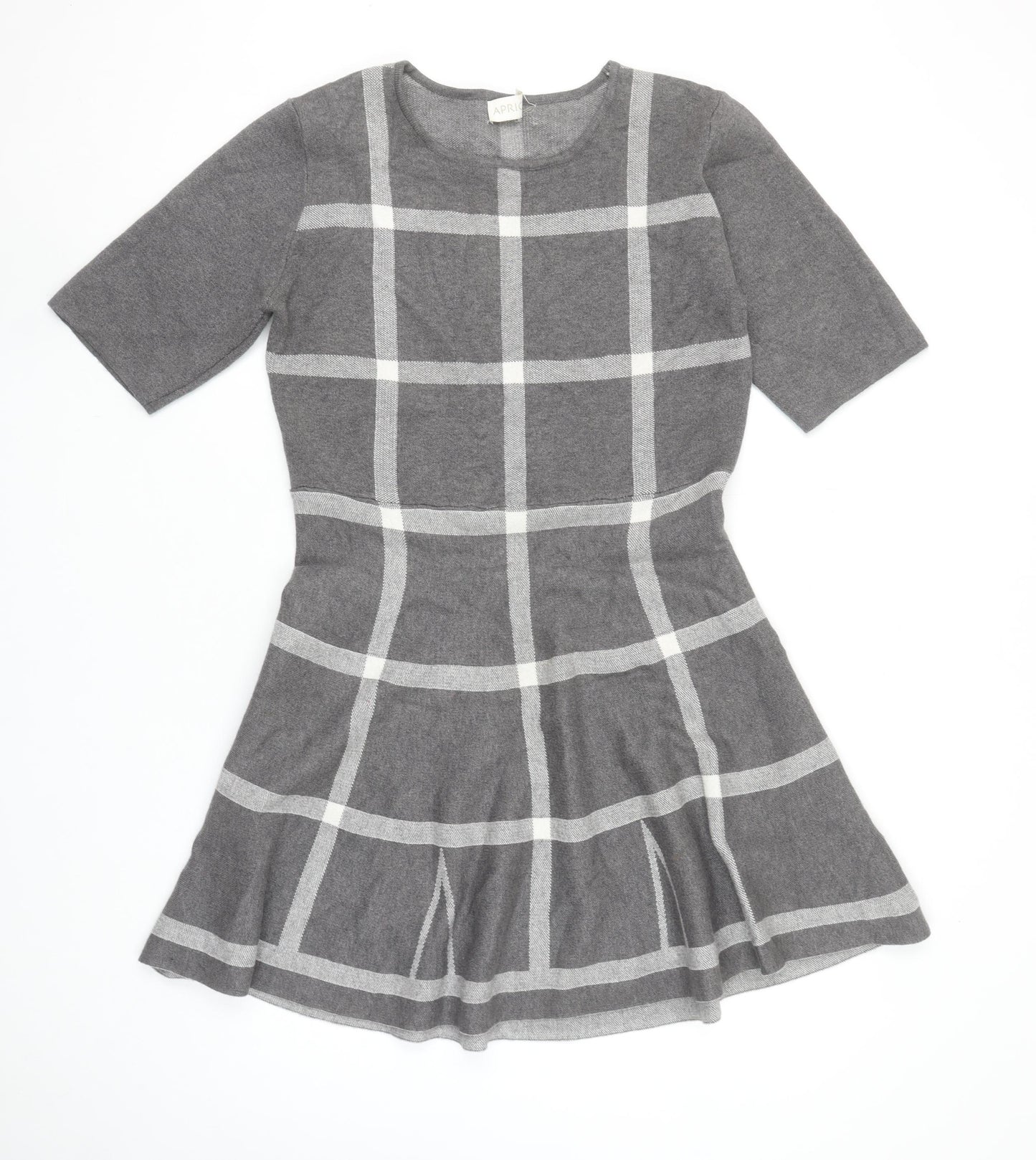 Apricot Women Grey Check Fit & Flare Knit Dress Size 16