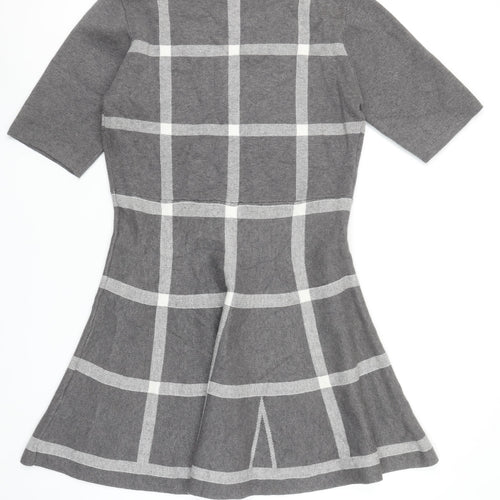 Apricot Women Grey Check Fit & Flare Knit Dress Size 16