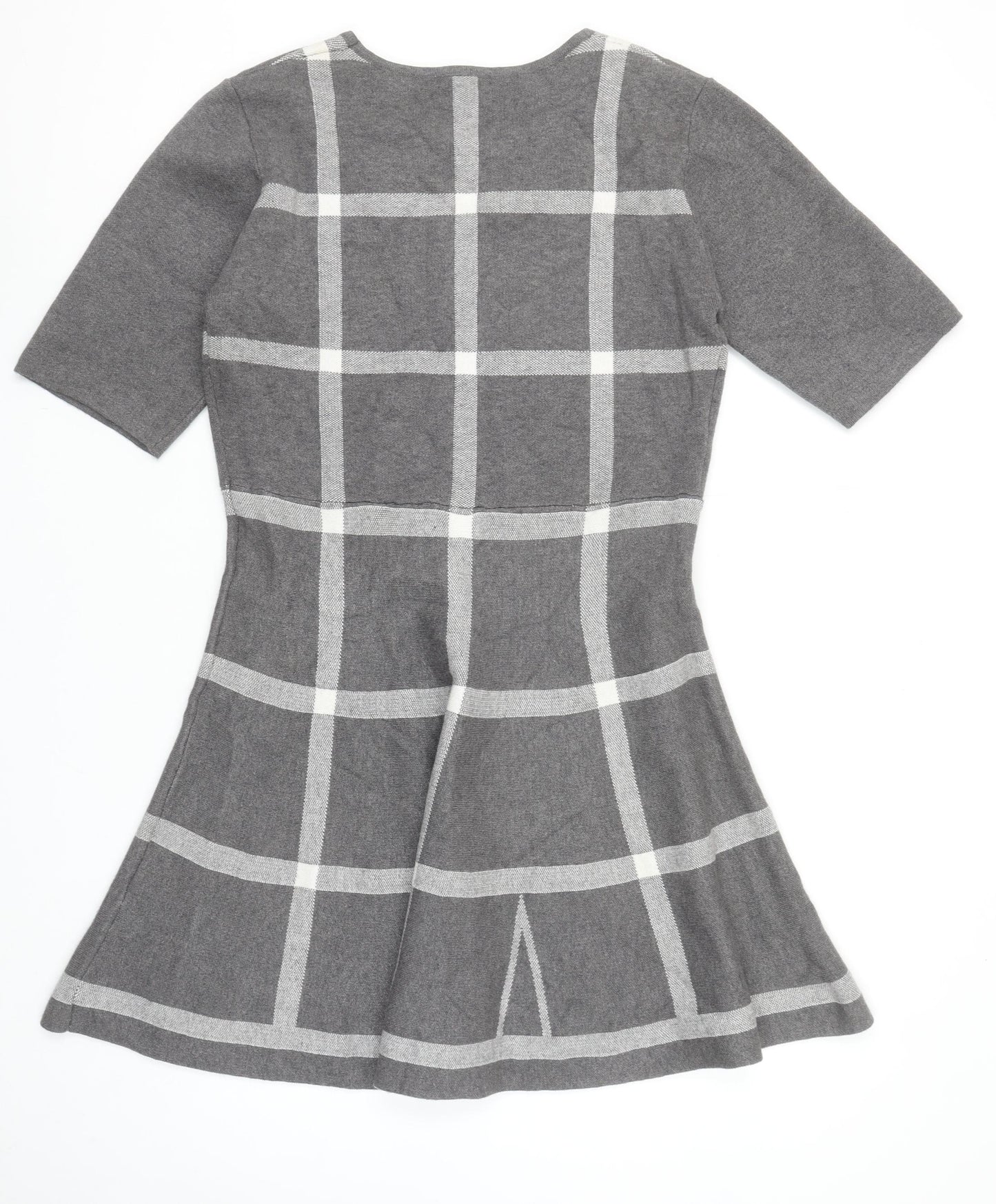 Apricot Women Grey Check Fit & Flare Knit Dress Size 16