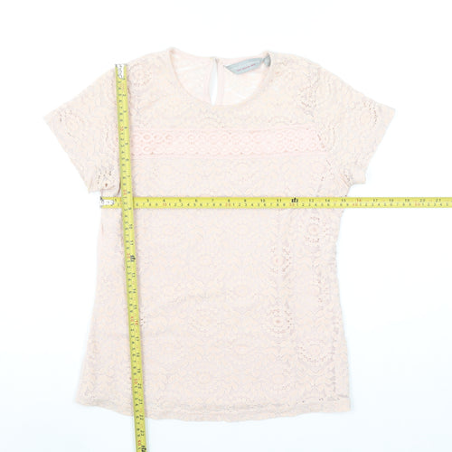 Dorothy Perkins Womens Beige Lace Short Sleeve Blouse UK 10