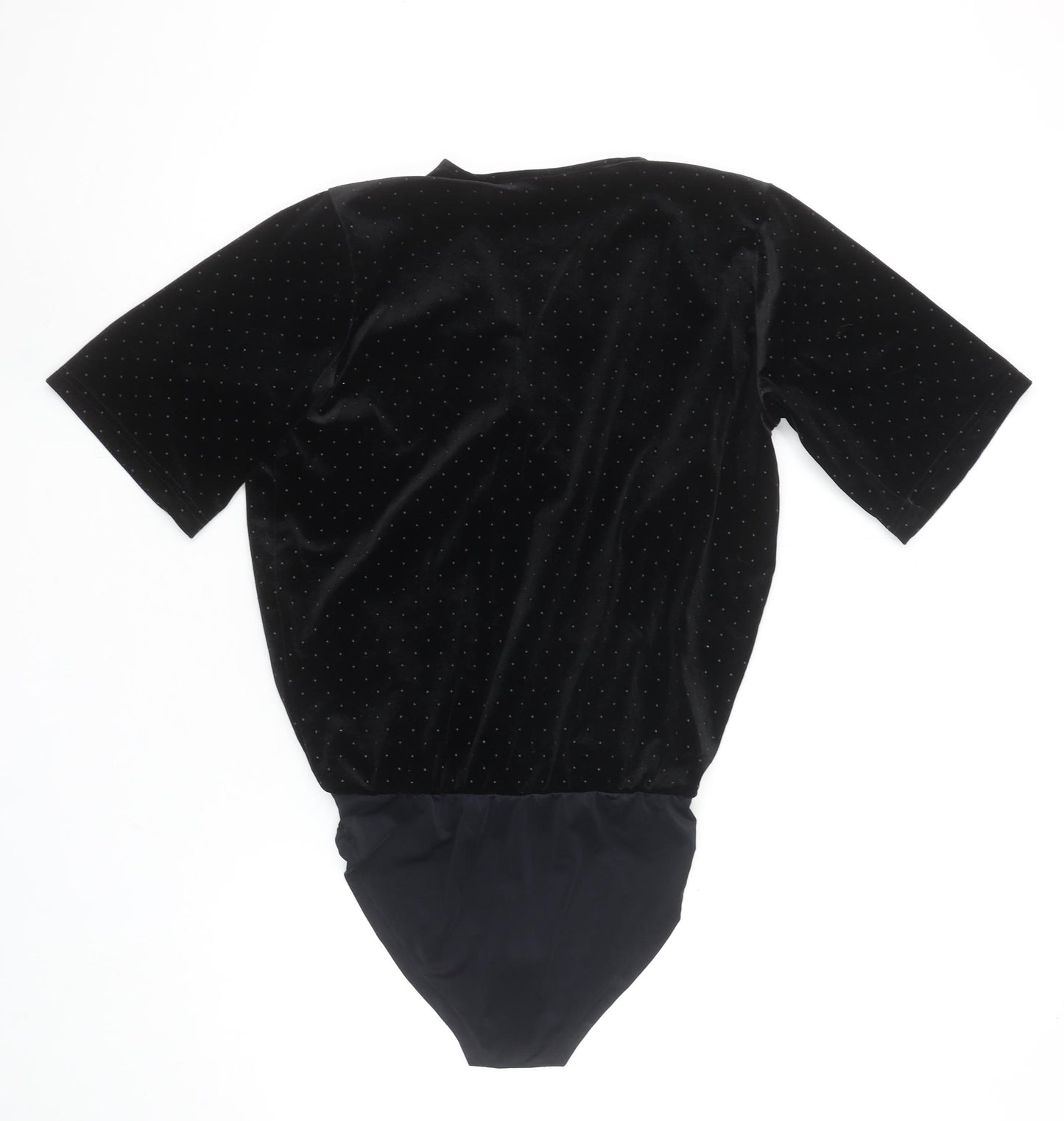 Jacqueline de Yong Women Black Velvet Bodysuit Size S Short Sleeve