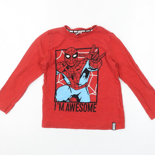 Marvel Boys Red Spider-Man Long Sleeve Crew Neck T-Shirt 5-6 Years