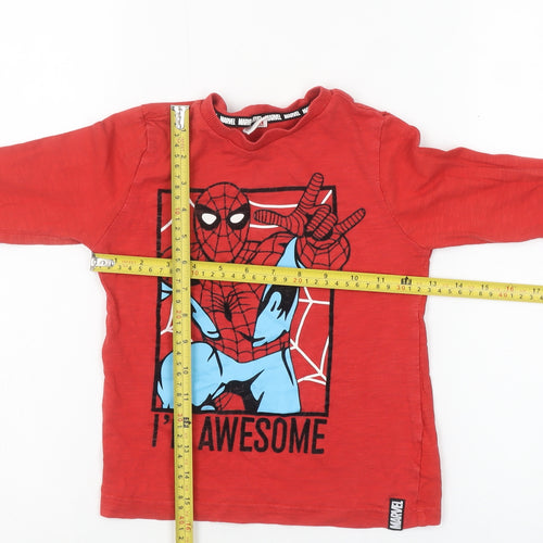 Marvel Boys Red Spider-Man Long Sleeve Crew Neck T-Shirt 5-6 Years