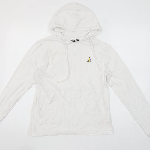 Brave Soul Men’s White Pullover Hoodie Small Cotton Hooded Sweatshirt