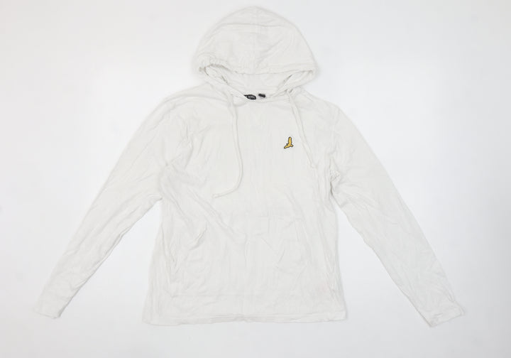 Brave Soul Men’s White Pullover Hoodie Small Cotton Hooded Sweatshirt