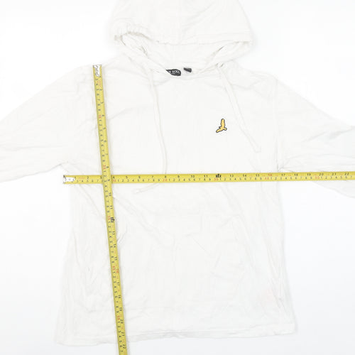 Brave Soul Men’s White Pullover Hoodie Small Cotton Hooded Sweatshirt