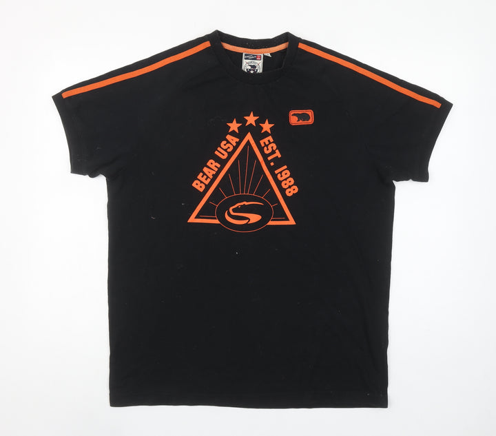 Bear USA Men's Black Graphic Sports T-Shirt Size M Vintage 90s