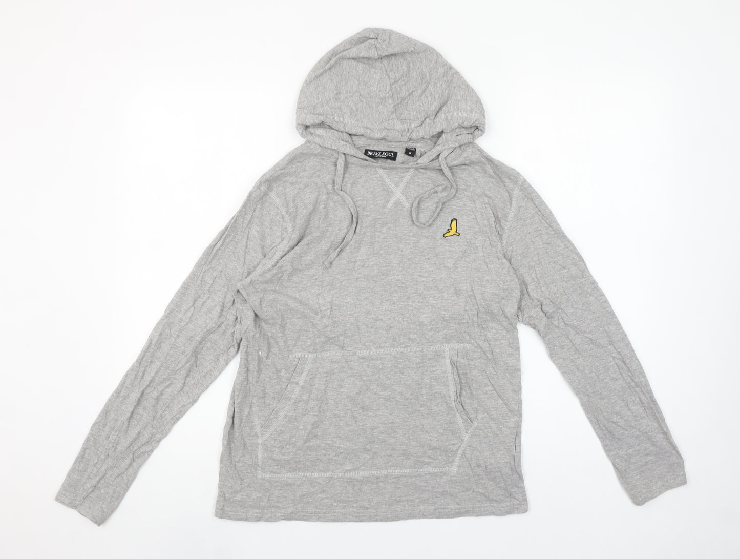 Brave Soul Men's Grey Pullover Hoodie Small Lightweight Cotton