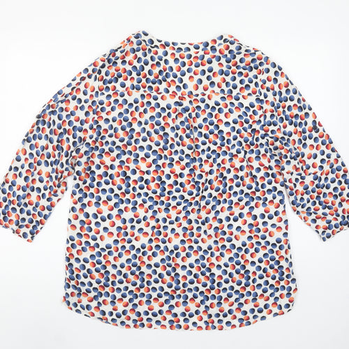 Christy Womens Multicoloured Polka Dot Blouse Size 14 V-Neck 3/4 Sleeve Cotton Tunic