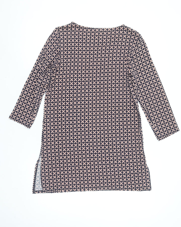 Principles Women’s Blue Geometric 3/4 Sleeve Tunic Blouse Size 10