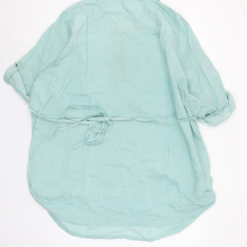 Glamorosa Women's Green Striped Cotton Tunic Button-Up Shirt UK 30