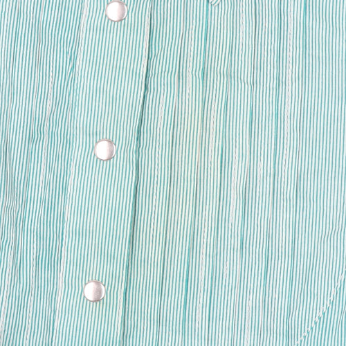 Glamorosa Women's Green Striped Cotton Tunic Button-Up Shirt UK 30