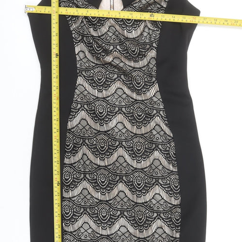 JAX Women’s Black Lace Overlay Sheath Dress Size 12 Elegant Partywear