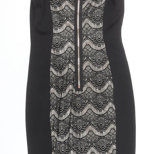 JAX Women’s Black Lace Overlay Sheath Dress Size 12 Elegant Partywear