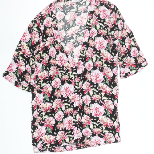 Jacqueline de Yong Women's Multicoloured Floral V-Neck Kimono Blouse Medium