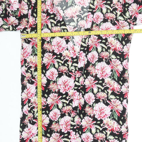 Jacqueline de Yong Women's Multicoloured Floral V-Neck Kimono Blouse Medium