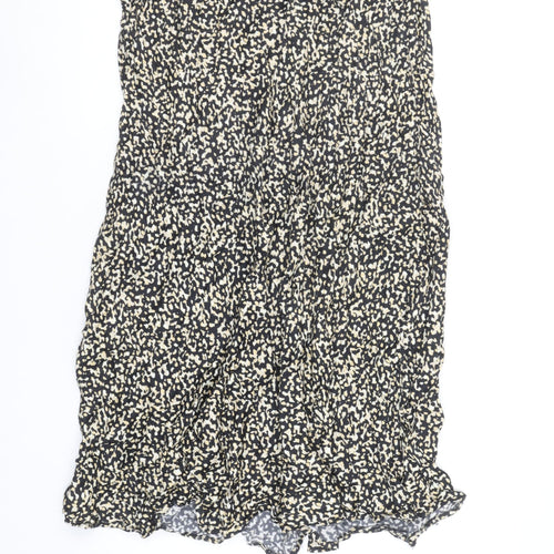 Gallery Women Black A-Line Animal Print Viscose Skirt UK 18
