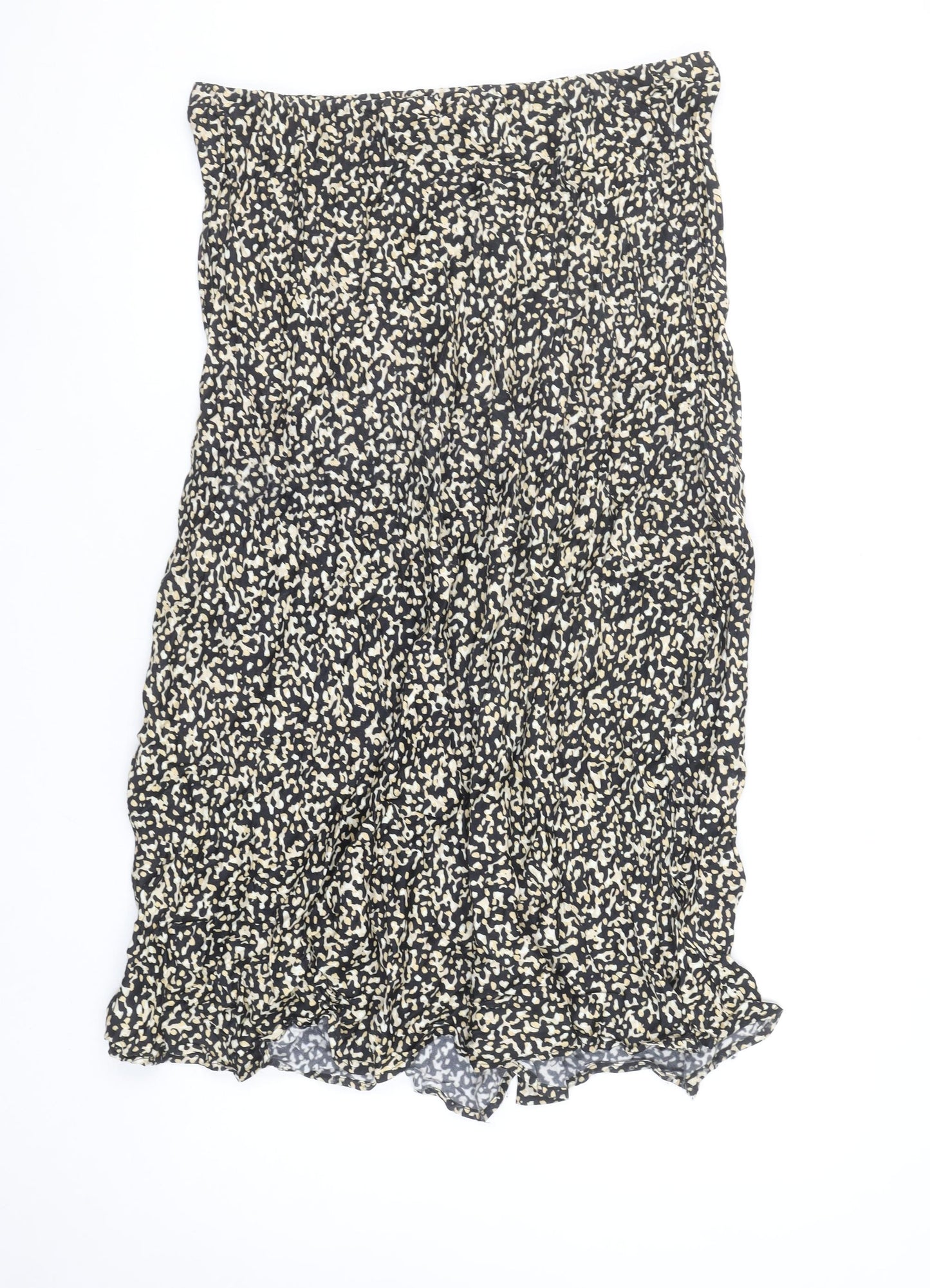 Gallery Women Black A-Line Animal Print Viscose Skirt UK 18