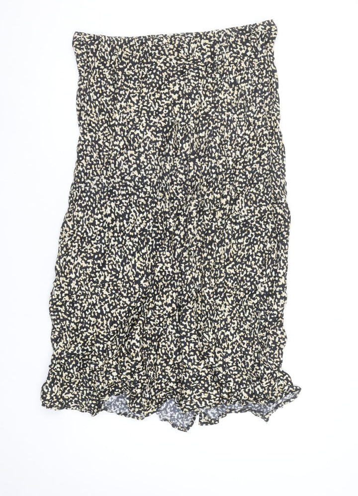 Gallery Women Black A-Line Animal Print Viscose Skirt UK 18