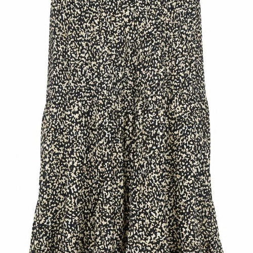Gallery Women Black A-Line Animal Print Viscose Skirt UK 18