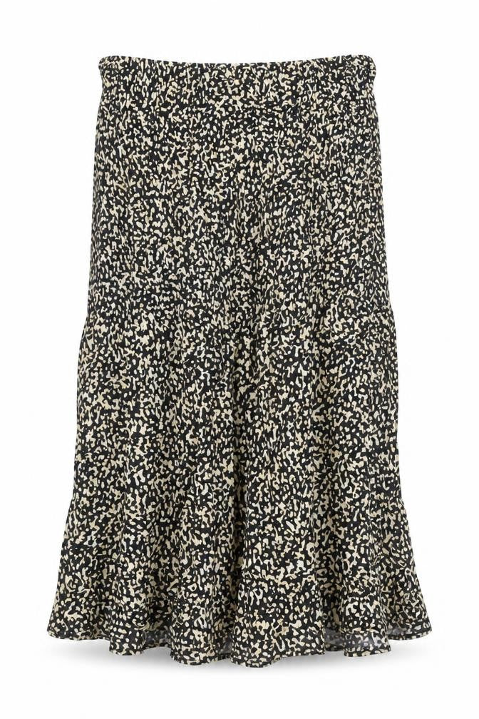 Gallery Women Black A-Line Animal Print Viscose Skirt UK 18