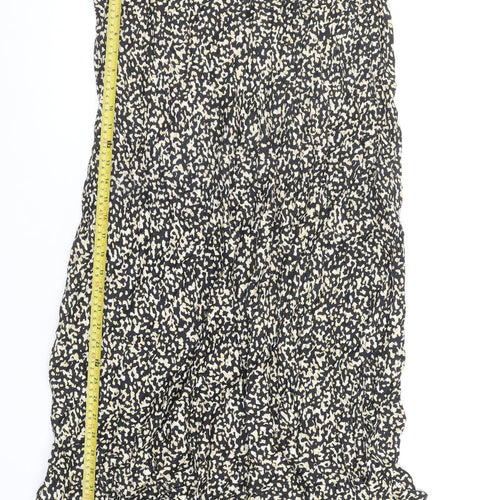 Gallery Women Black A-Line Animal Print Viscose Skirt UK 18