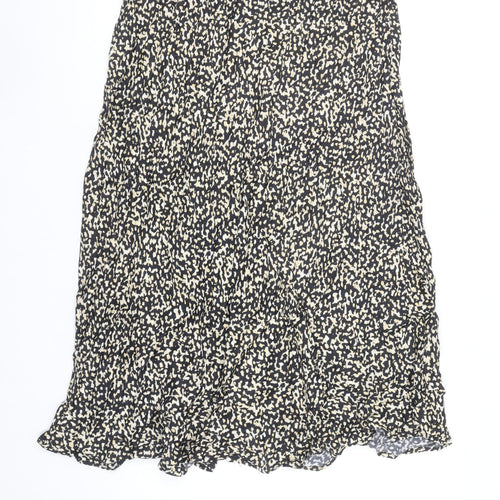 Gallery Women Black A-Line Animal Print Viscose Skirt UK 18