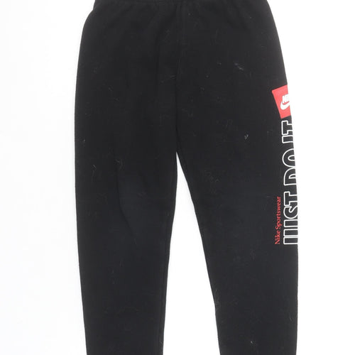 Nike Boys Black Jogger Trousers 6-7 Years Cotton Blend Sportswear