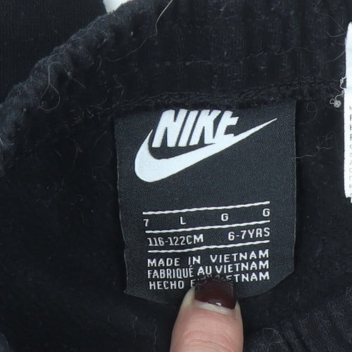 Nike Boys Black Jogger Trousers 6-7 Years Cotton Blend Sportswear