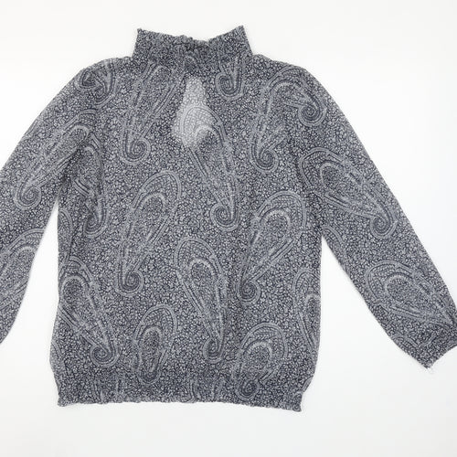 MNG Suit Womens Blue Paisley Long Sleeve Blouse UK 12 Medium