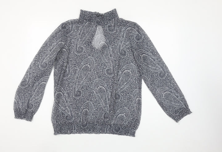 MNG Suit Womens Blue Paisley Long Sleeve Blouse UK 12 Medium