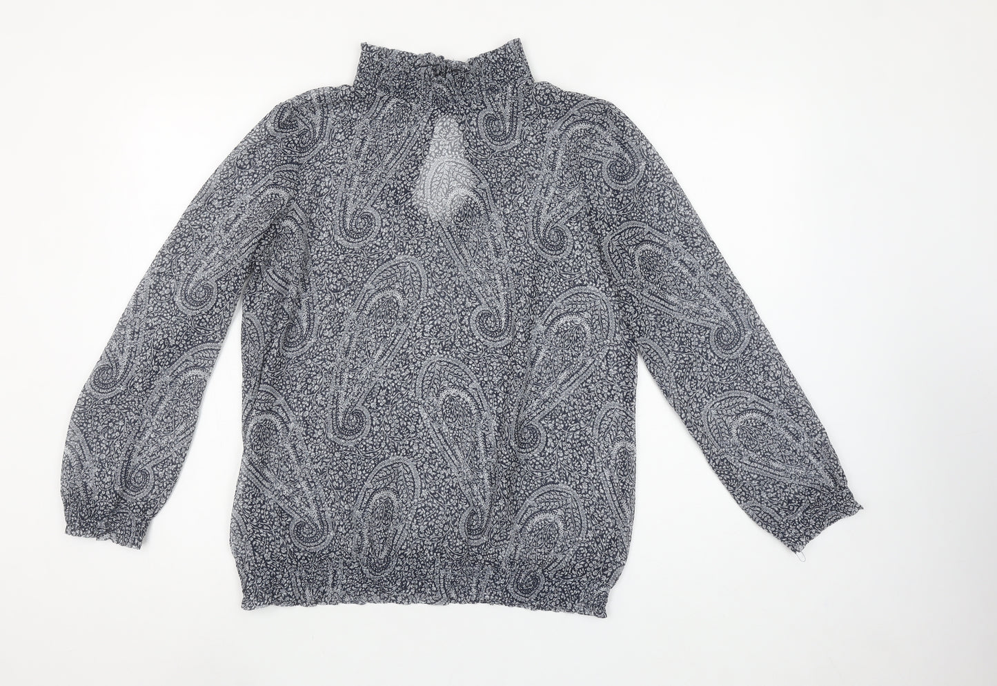 MNG Suit Womens Blue Paisley Long Sleeve Blouse UK 12 Medium