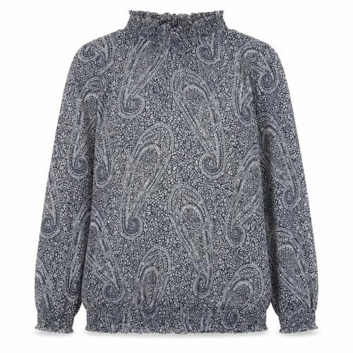 MNG Suit Womens Blue Paisley Long Sleeve Blouse UK 12 Medium