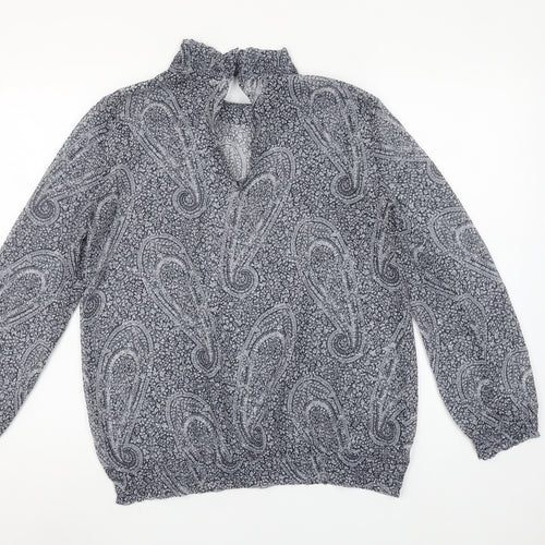 MNG Suit Womens Blue Paisley Long Sleeve Blouse UK 12 Medium