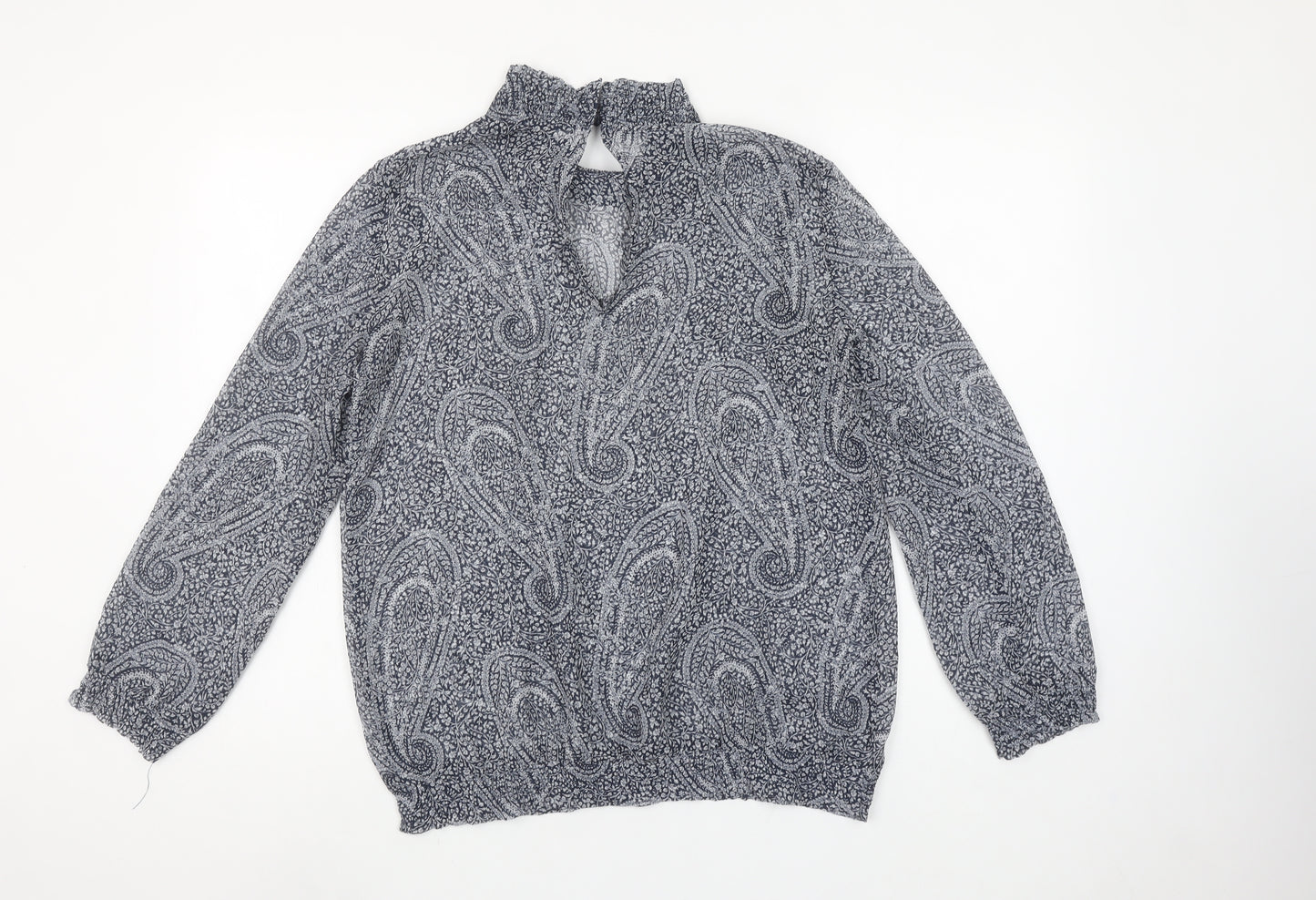 MNG Suit Womens Blue Paisley Long Sleeve Blouse UK 12 Medium