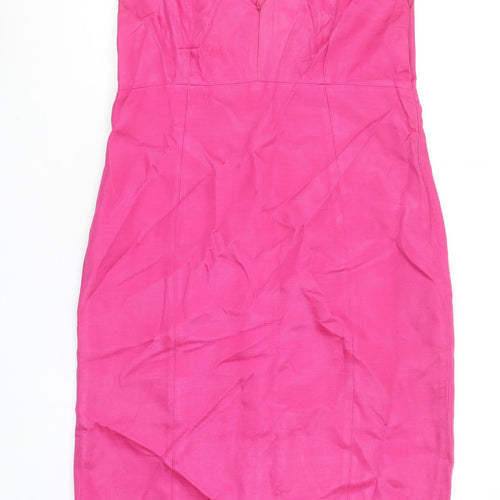 Paul Costelloe Women’s Pink Sheath Dress UK 16 V-Neck Formal