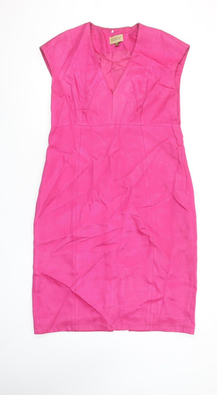 Paul Costelloe Women’s Pink Sheath Dress UK 16 V-Neck Formal