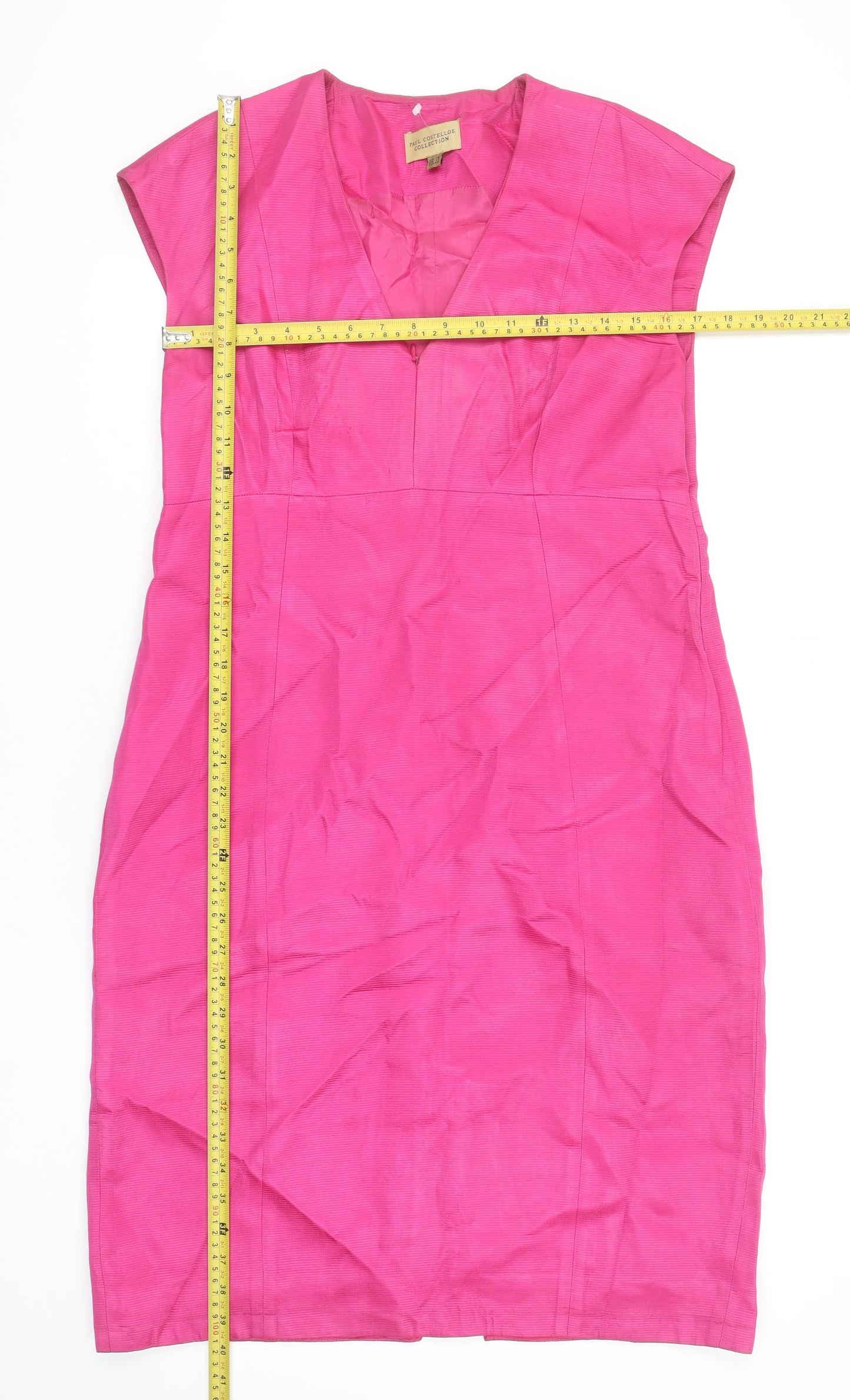 Paul Costelloe Women’s Pink Sheath Dress UK 16 V-Neck Formal