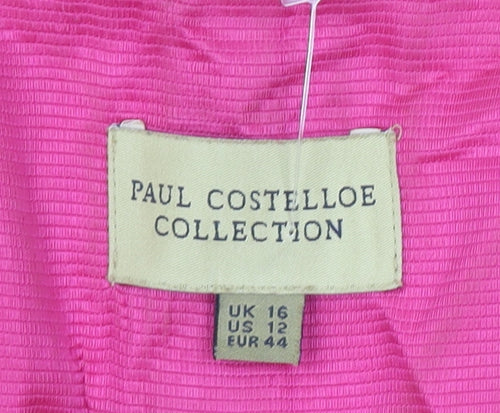 Paul Costelloe Women’s Pink Sheath Dress UK 16 V-Neck Formal
