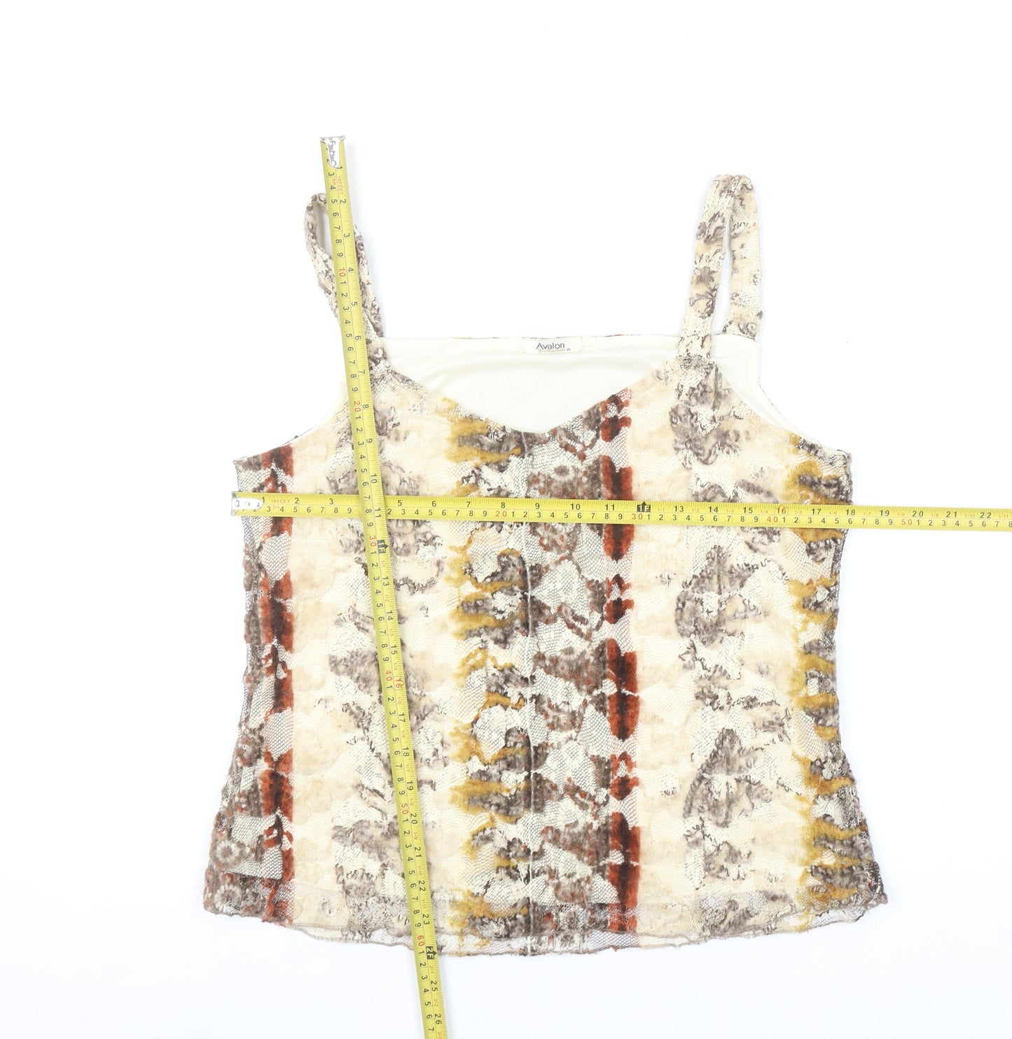 Ayalon Collection Women's Multicoloured Size 14 Camisole Lace Tank Top